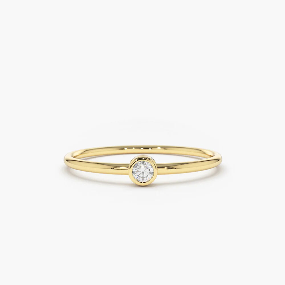 Solid Gold Round Solitaire Diamond Ring