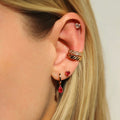 Solid Gold Single Heggie With Pear Shaped Ruby Drop