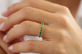 Solid Gold Unique Princess Cut Emerald and Baguette Diamond Ring