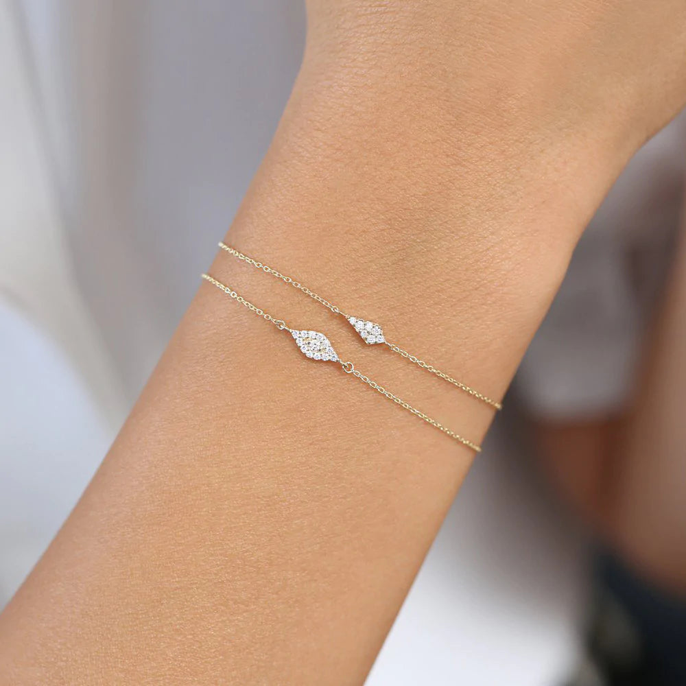 Solid Gold Lab-Grown Diamond Evil Eye Bracelet (FAE0CE)
