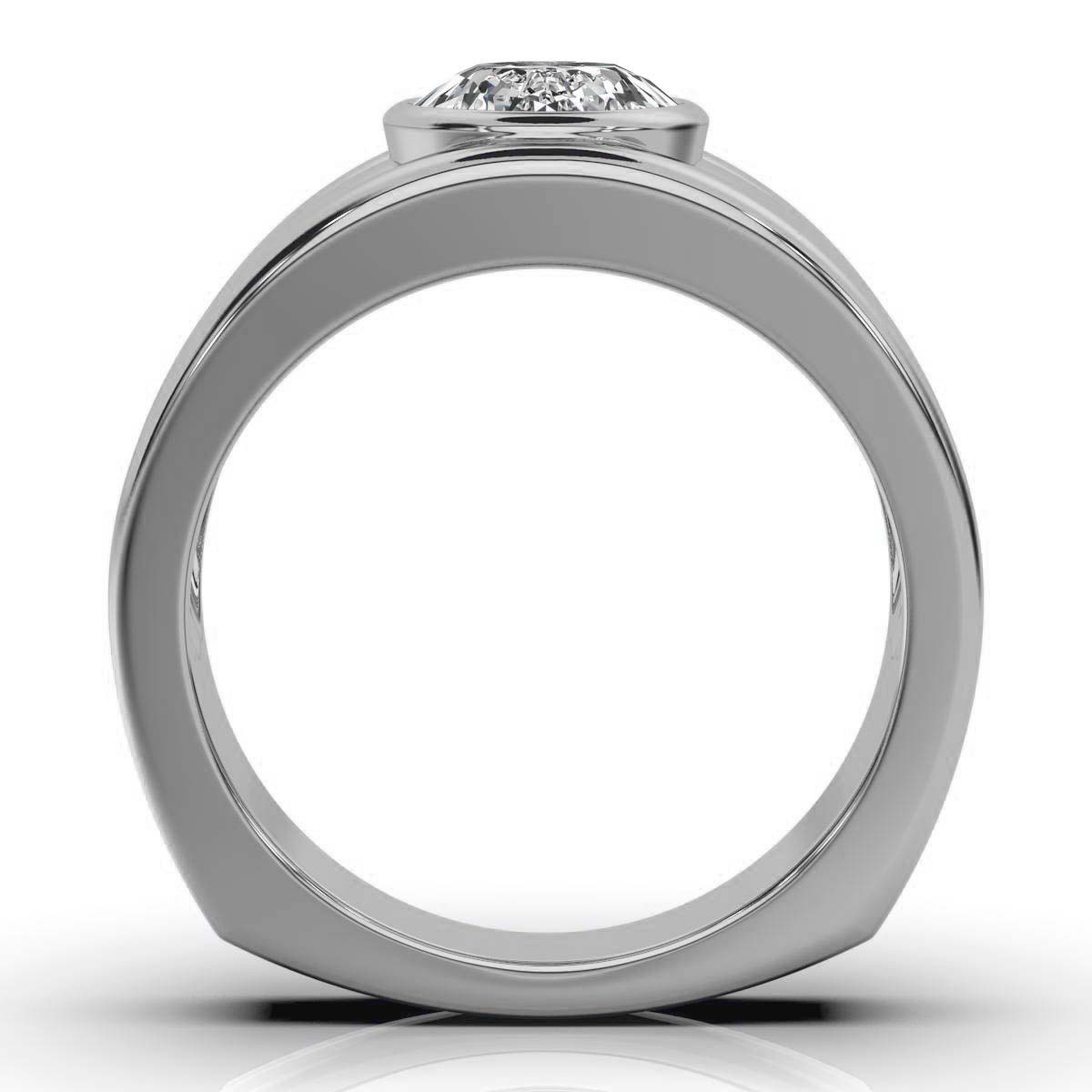 Solid Gold Engagement Ring 2 CT Bezel Solitaire Engagement Lab Grown Diamond