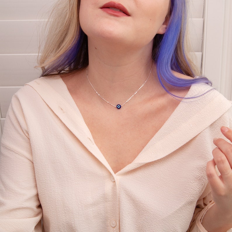 Solid Gold Tiny Evil Eye Necklace