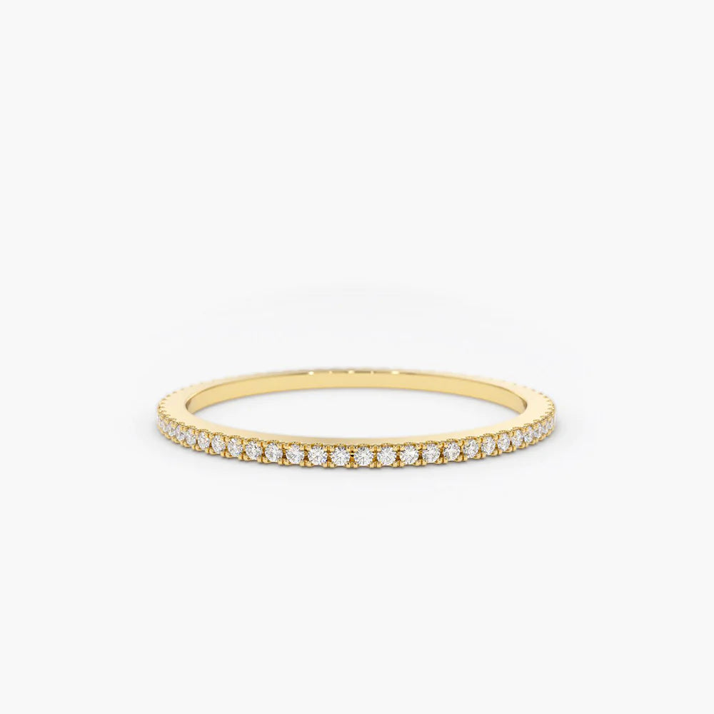 Ultra Thin 1mm Micro Pavé Moissanite Eternity Wedding Band, photo 1