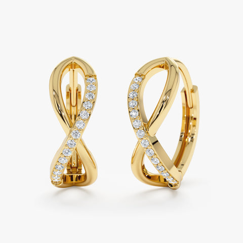 Solid Gold Diamond Infinity Hoop Earrings