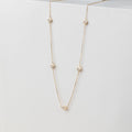 Solid Gold Moonstone Station Necklace (2E4162)