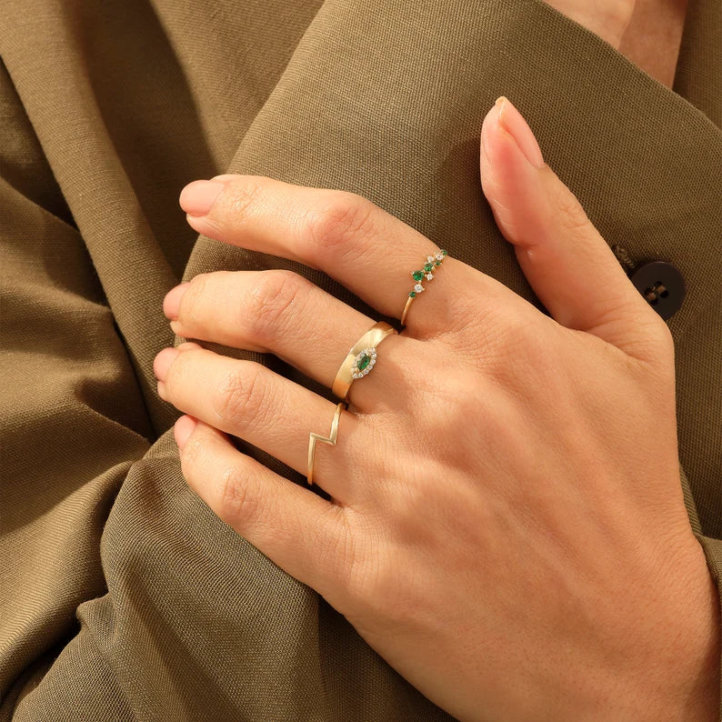 Solid Gold Emerald Iconic Cluster Ring