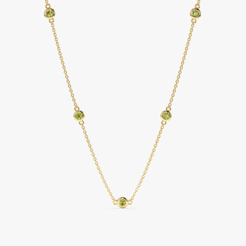 Solid Gold Peridot Station Necklace (B94FDF)