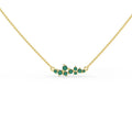 Solid Gold Natural Emerald Cluster Necklace (08AEBD)