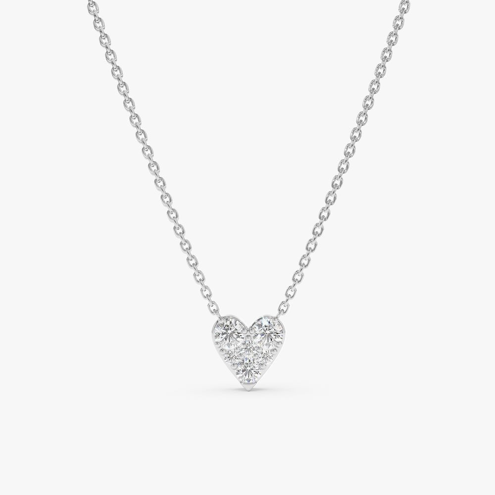 Solid Gold Diamond Inlay Heart Necklace (5CCCE9)