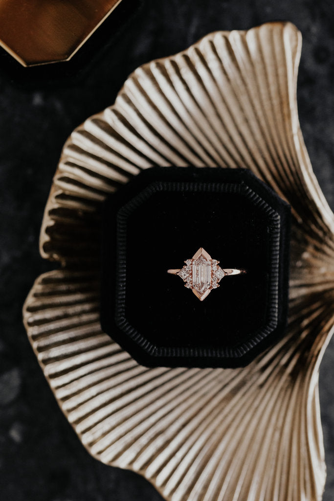 Solid Gold 0.76 ct Hexagon Step Cut Lab-Grown Diamond Ring
