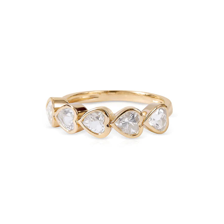 Solid Gold Bezel Set Topaz Heart Ring