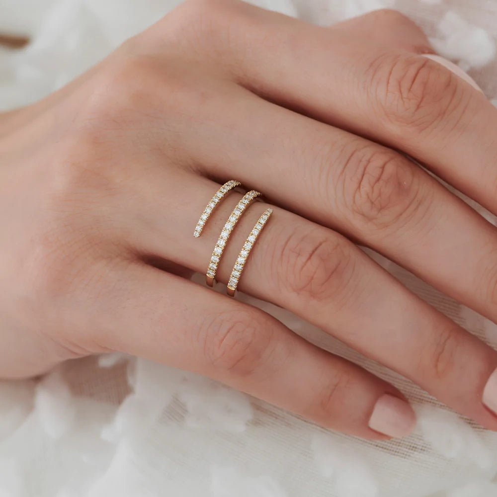 Solid Gold Diamond Spiral Ring