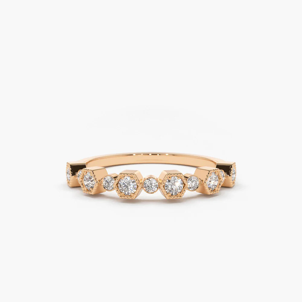 Solid Gold Unique Diamond Anniversary Ring