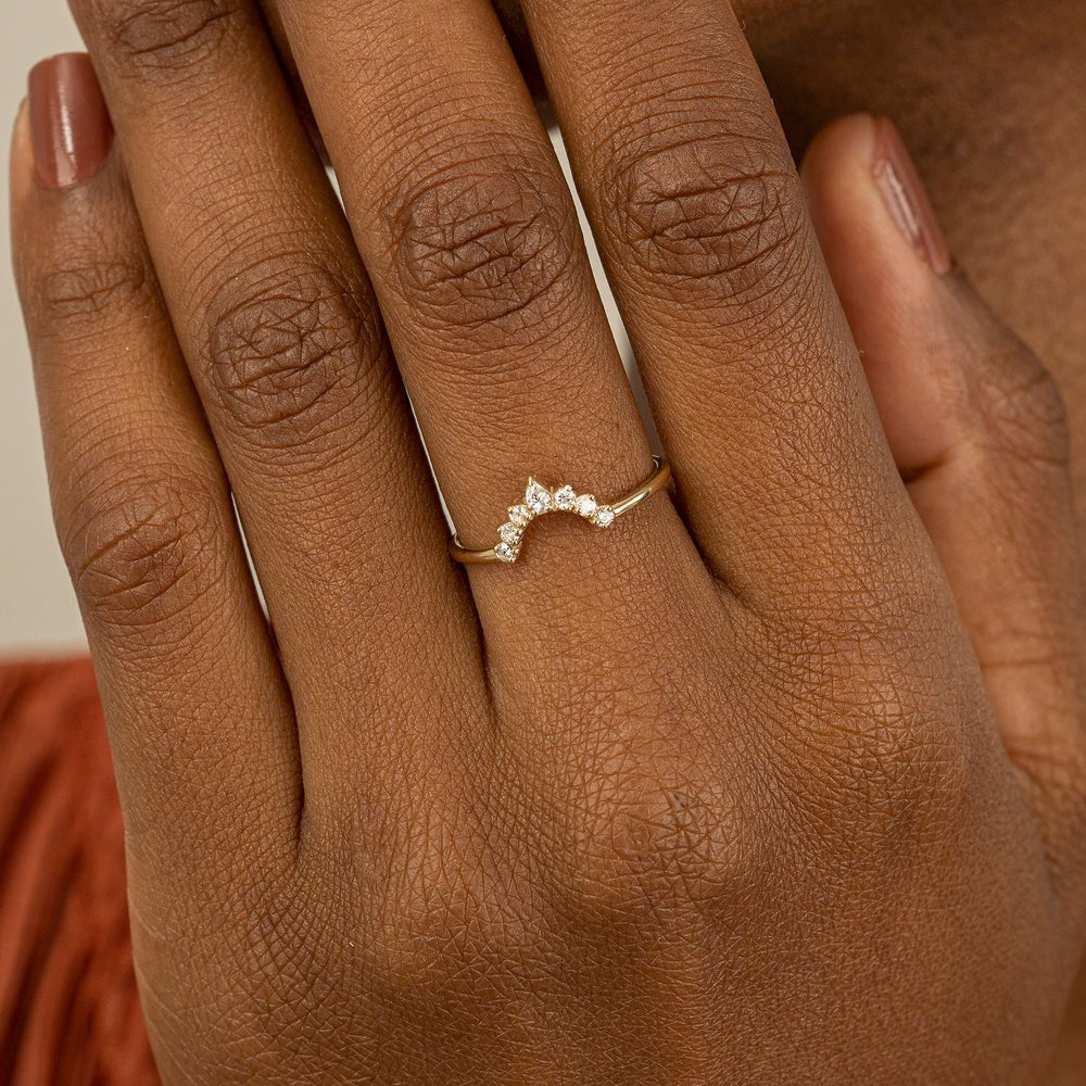 Solid Gold Diamond Crown Nesting Ring (EB3474)