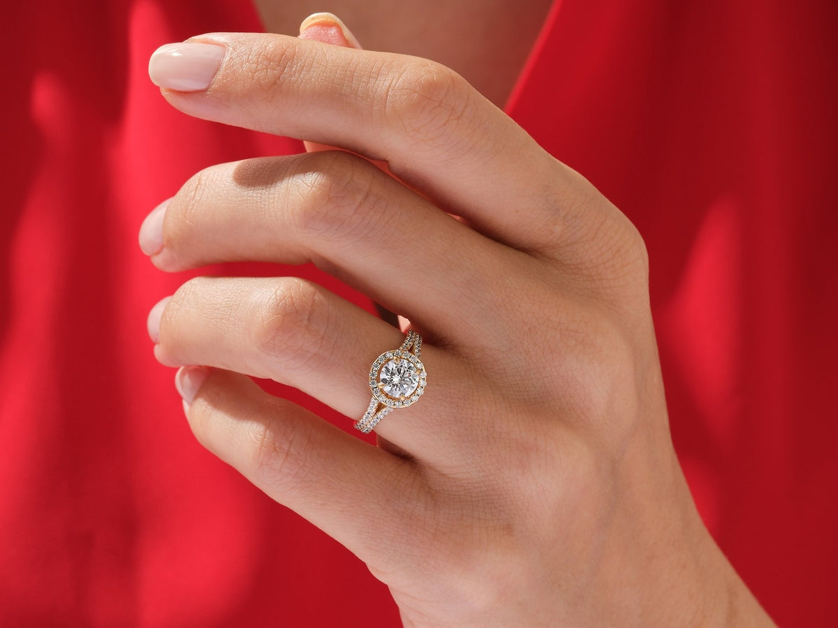 Solid Gold Lab Grown Diamond 3ct Halo Engagement Ring