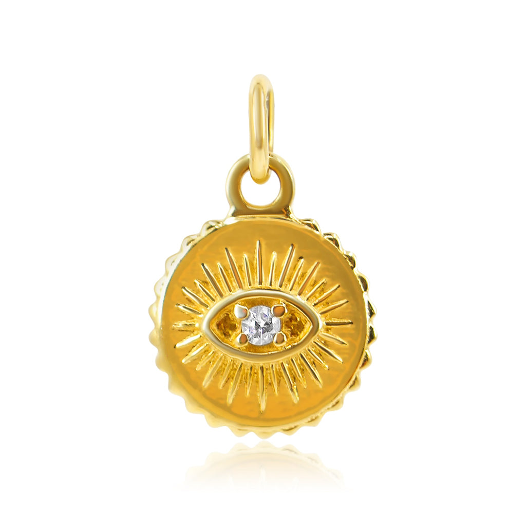 Solid Gold Mini Diamond Evil Eye Charm