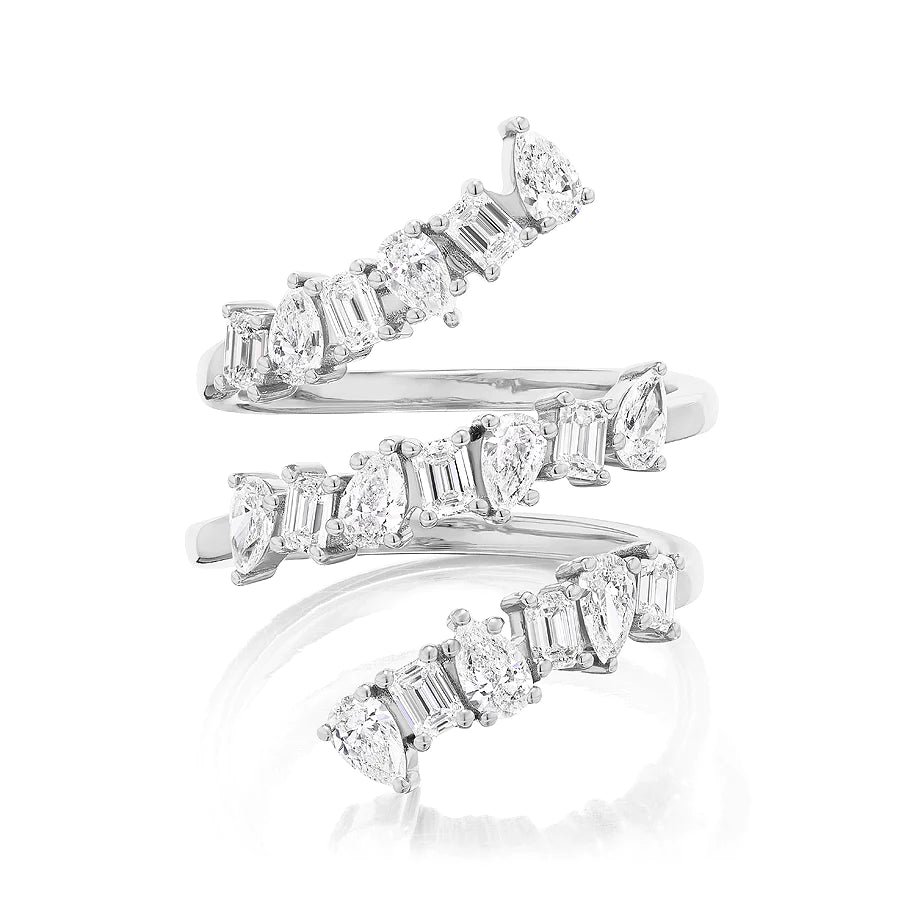 Solid Gold Mixed Shape Triple bypass Ring