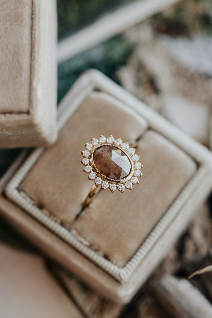 Solid Gold The Dana 2.45 ct Oval Rustic Diamond Ring
