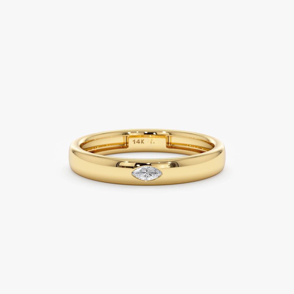 Solid Gold Single Marquise Diamond Ring (3E6100)