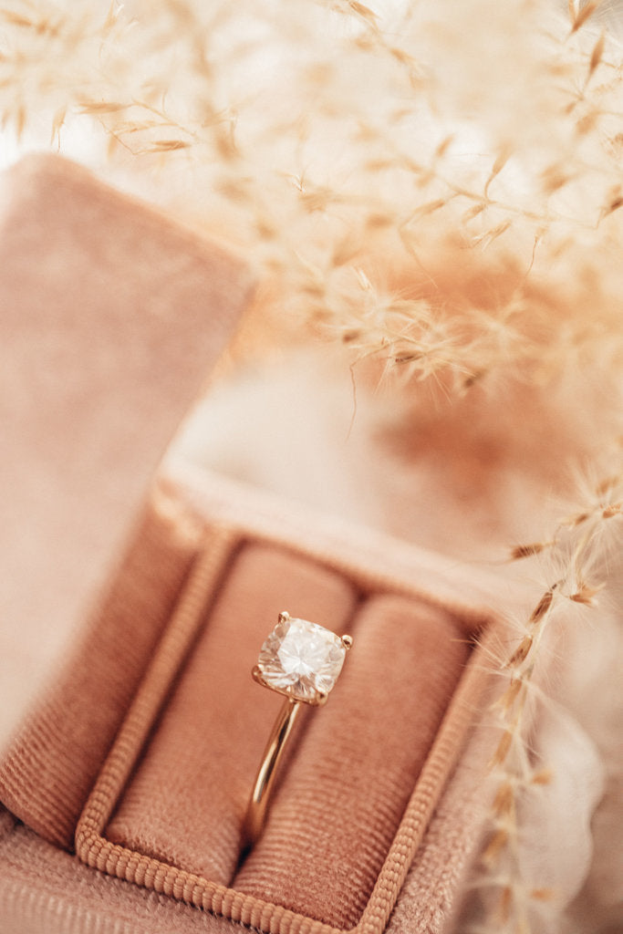 Solid Gold Antique Square Lab-Grown Diamond Solitaire Ring