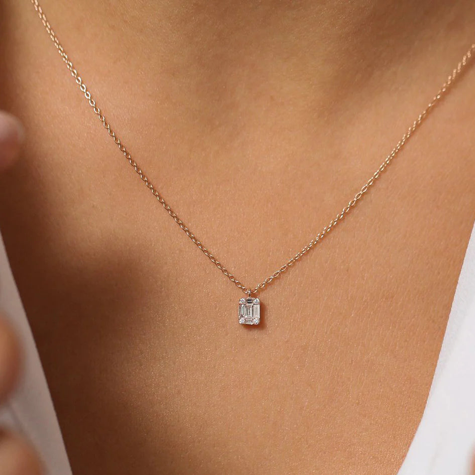 Baguette & Round Diamond Charm Pendant, photo 2