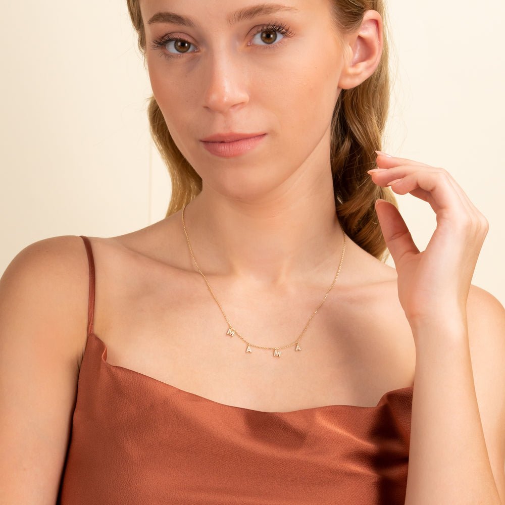 Solid Gold MAMA Diamond Necklace (CD9910)