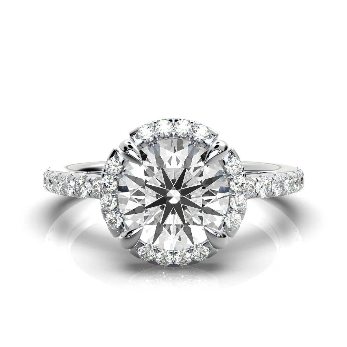 Solid Gold Halo Lab Grown Diamond Ring (867F83)