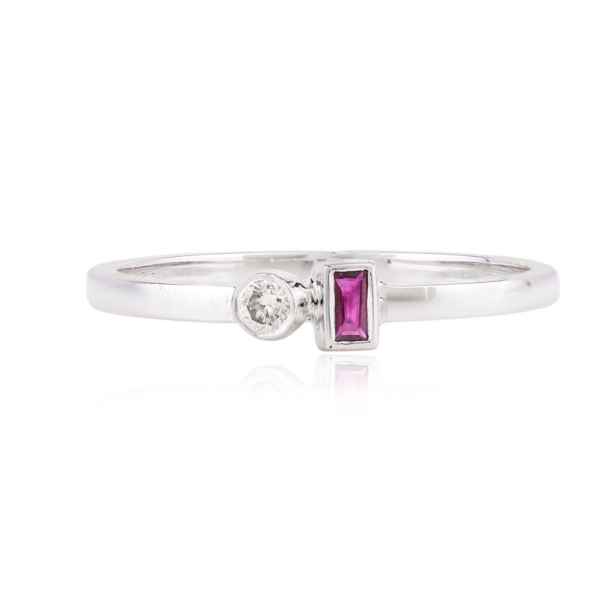 Solid Gold Ruby Diamond Toi Et Moi Ring