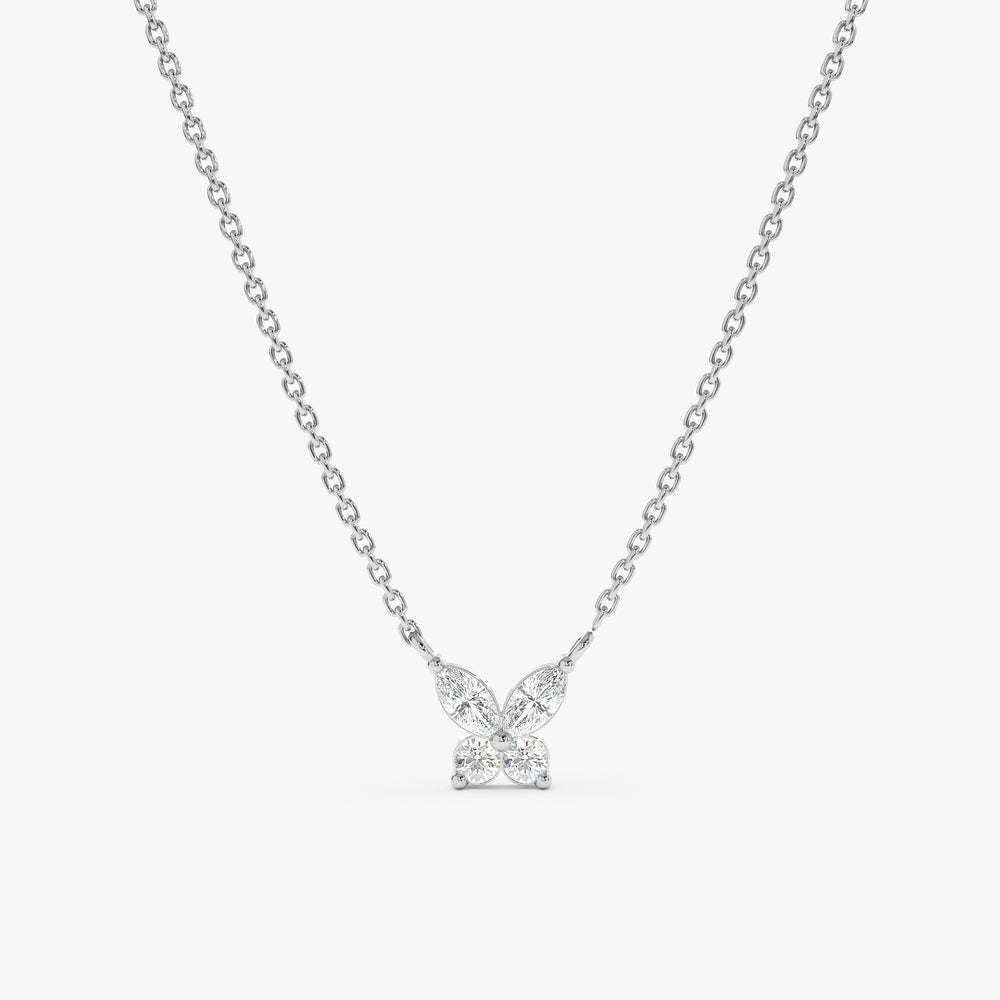 Solid Gold Diamond Butterfly Necklace (97ED7F)