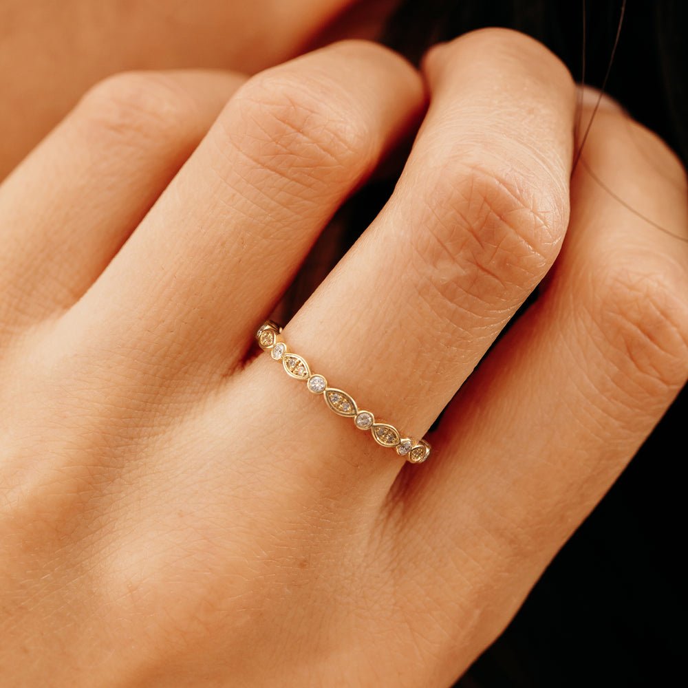 Solid Gold Diamond Art Deco Eternity Ring