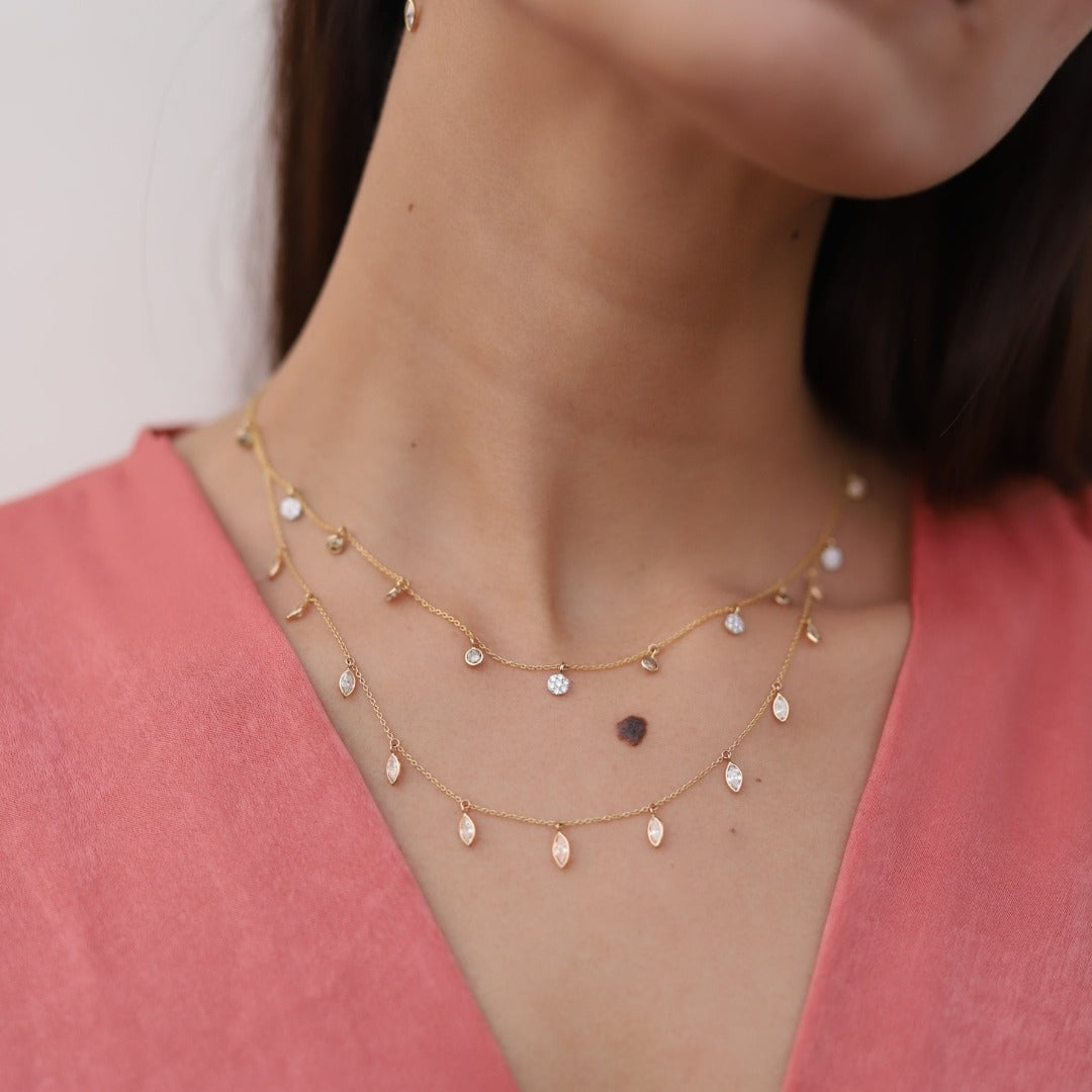 Solid Gold Diamond Charm Necklace