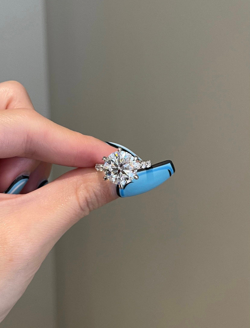 Solid Gold 5 Carat Moissanite Diamond Engagement Ring