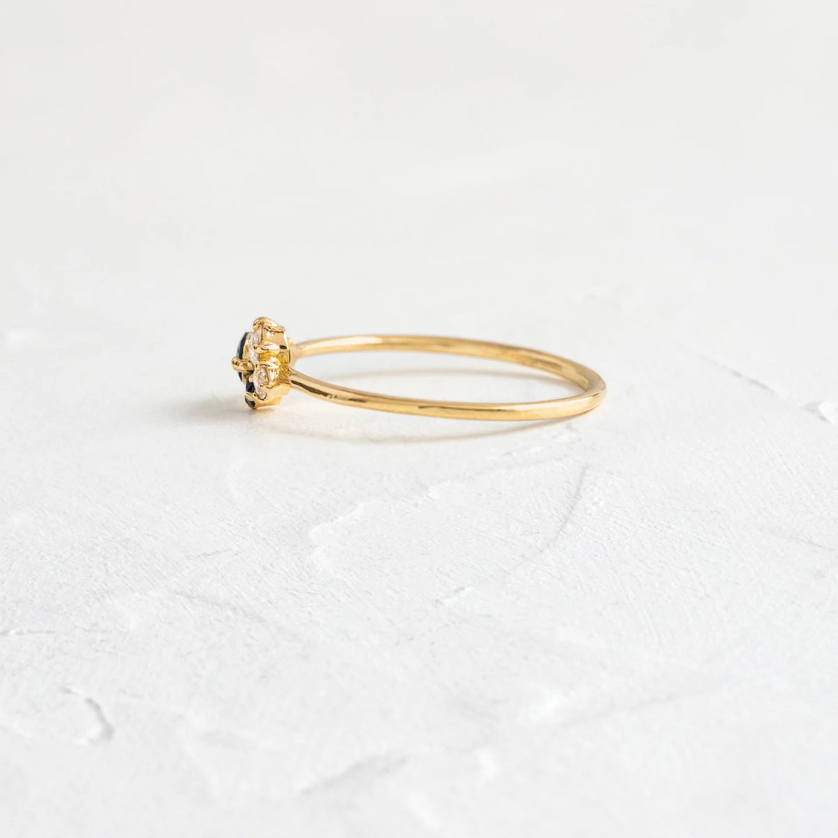 Solid Gold Navy Mini Cluster Ring