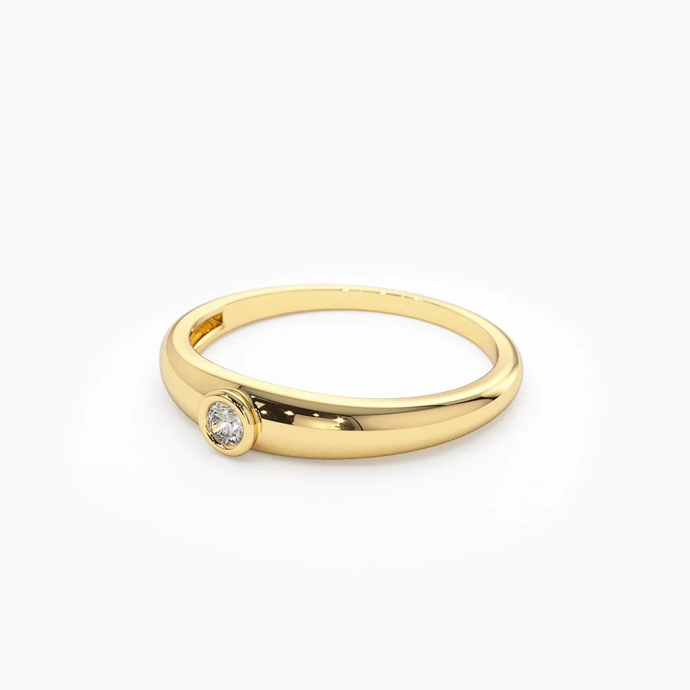 Solid Gold Dome Diamond Bezel Ring