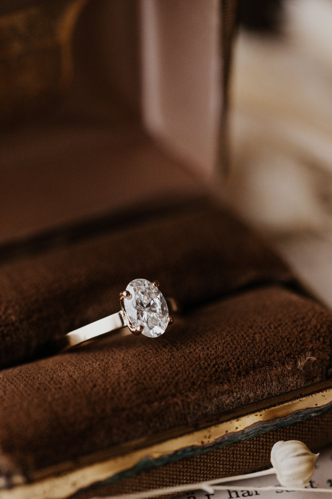 Solid Gold Octavia Oval Thick Moissanite Engagement Solitaire Ring - (66750E)
