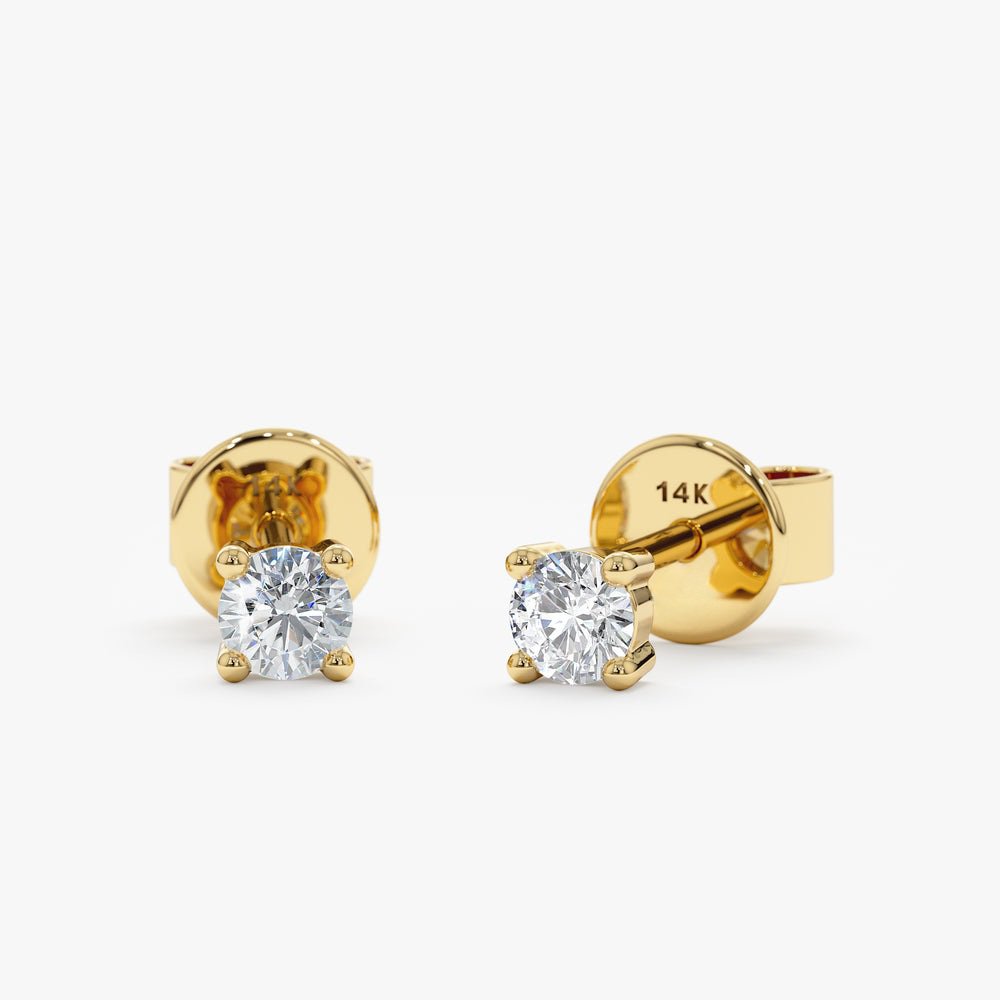 Solid Gold Dainty Diamond Studs (17C5D2)
