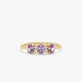 14K Solid Gold Diamond and Oval Amethyst Ring