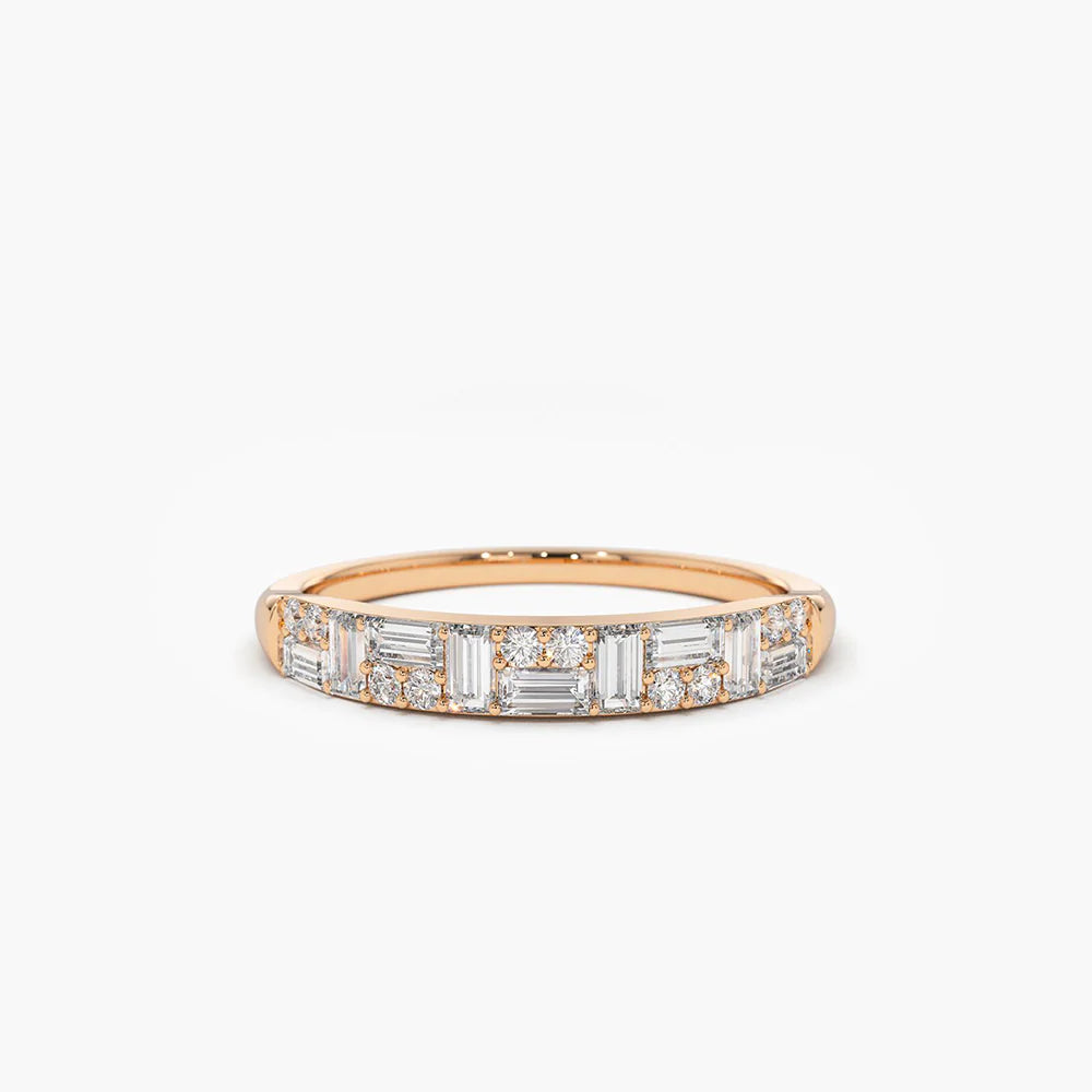 Solid Gold Baguette Diamond Stacking Ring