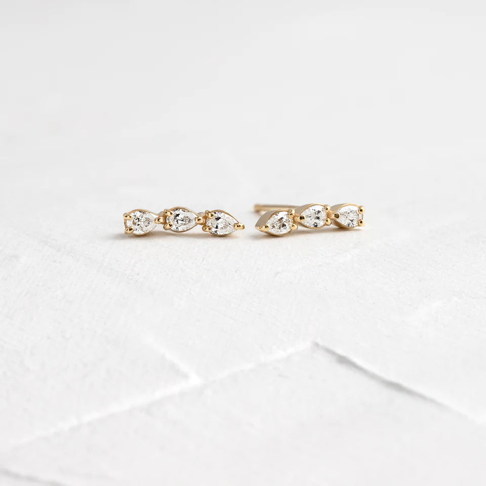 Solid Gold Diamond Guideline Moissanite Studs