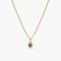 Solid Gold Tanzanite Charm Necklace (4A15EE)