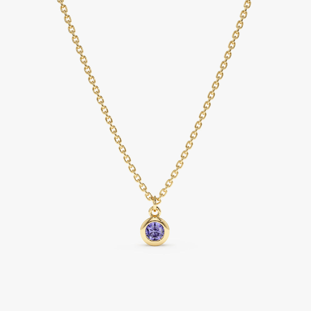 Solid Gold Tanzanite Charm Necklace (604747)