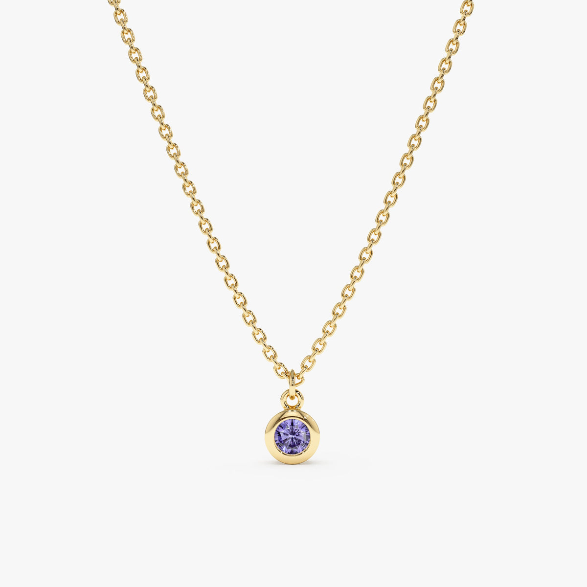Solid Gold Tanzanite Charm Necklace (604747)