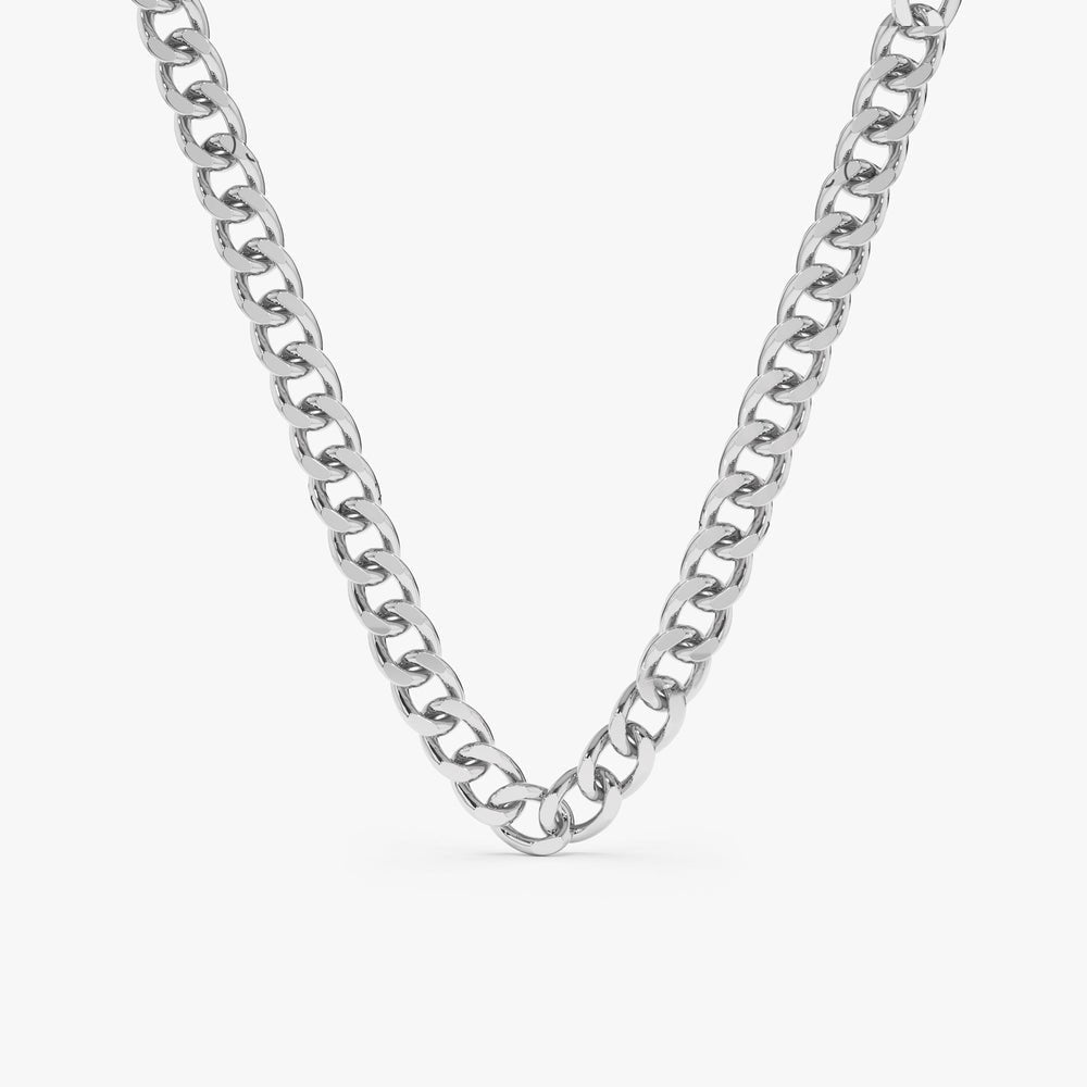 Solid Gold Cuban Link Chain Necklace - 3 mm (44E4FA)