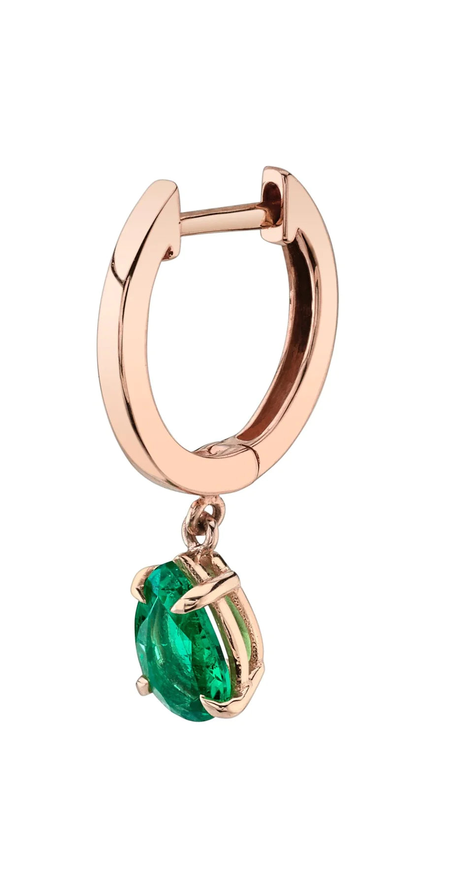 Solid Gold Single Heggie With Pear-Shaped Emerald Drop