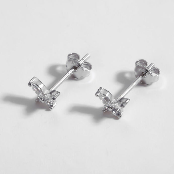 Solid Gold Diamond Butterfly Stud Earring