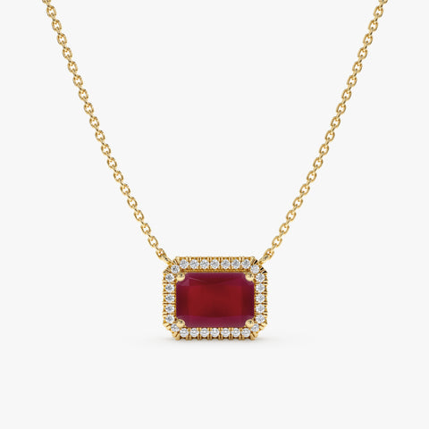 Solid Gold Diamond & Ruby Gold Necklace (E16E04)