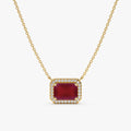 Solid Gold Diamond & Ruby Gold Necklace (E16E04)