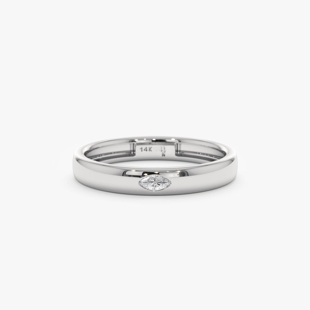 Solid Gold Single Marquise Diamond Ring (3E6100)