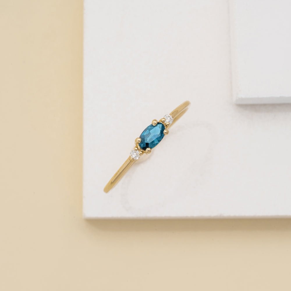Solid Gold Oval Sapphire Engagement Ring