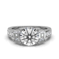 18K Solid Gold 3 CT Three Stone Lab Grown Diamond Engagement Ring
